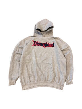 Vintage Disneyland Hoodie XL Grey Spell Out Raised Graphic Y2K Disney Resort
